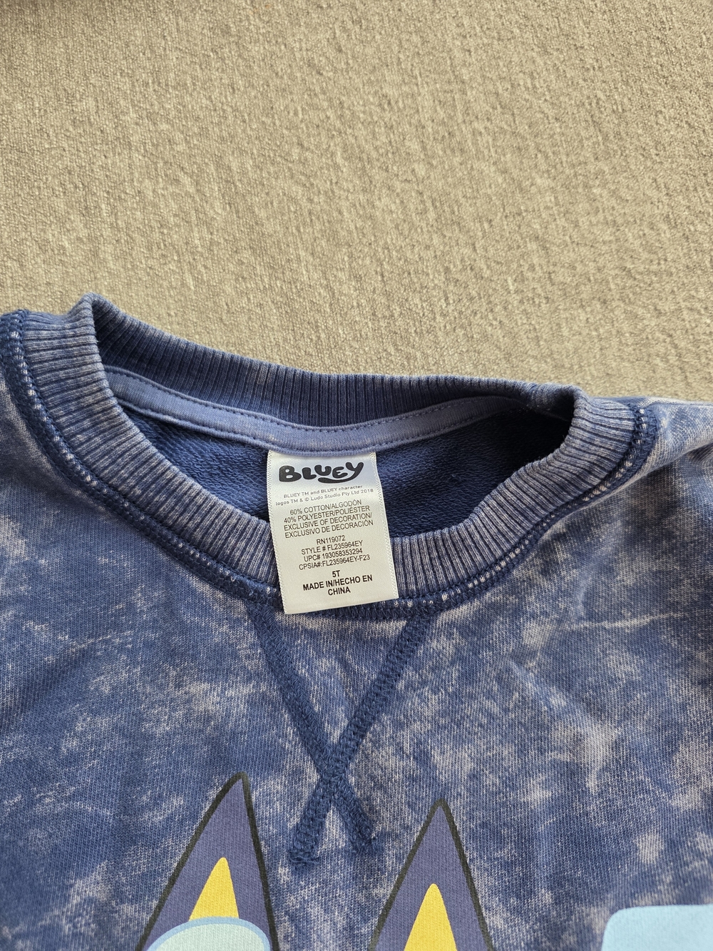 Bluey Graphic Kids Navy Pullover Sweatshirt - Picture 3 of 3
